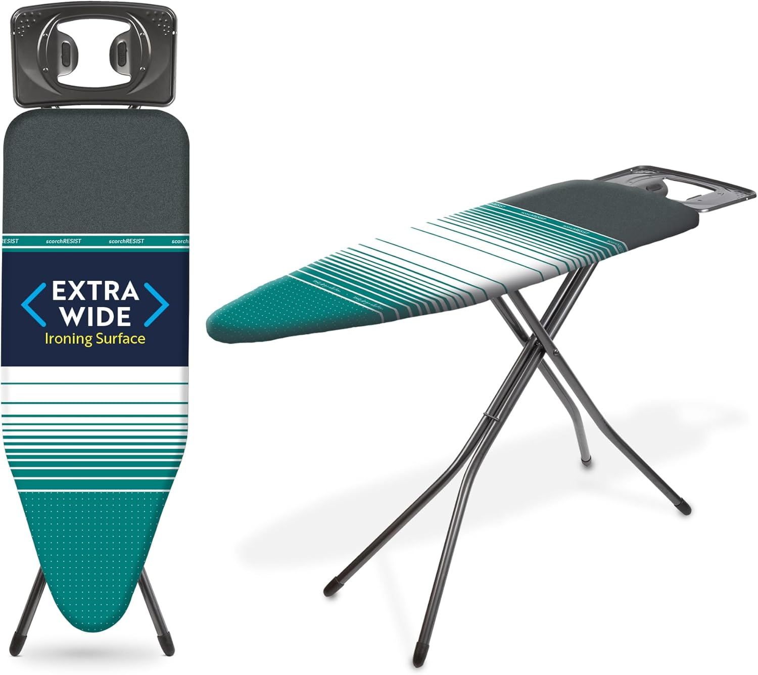 Extra Wide Black Iron Floor Mount Foldable Ironing Board