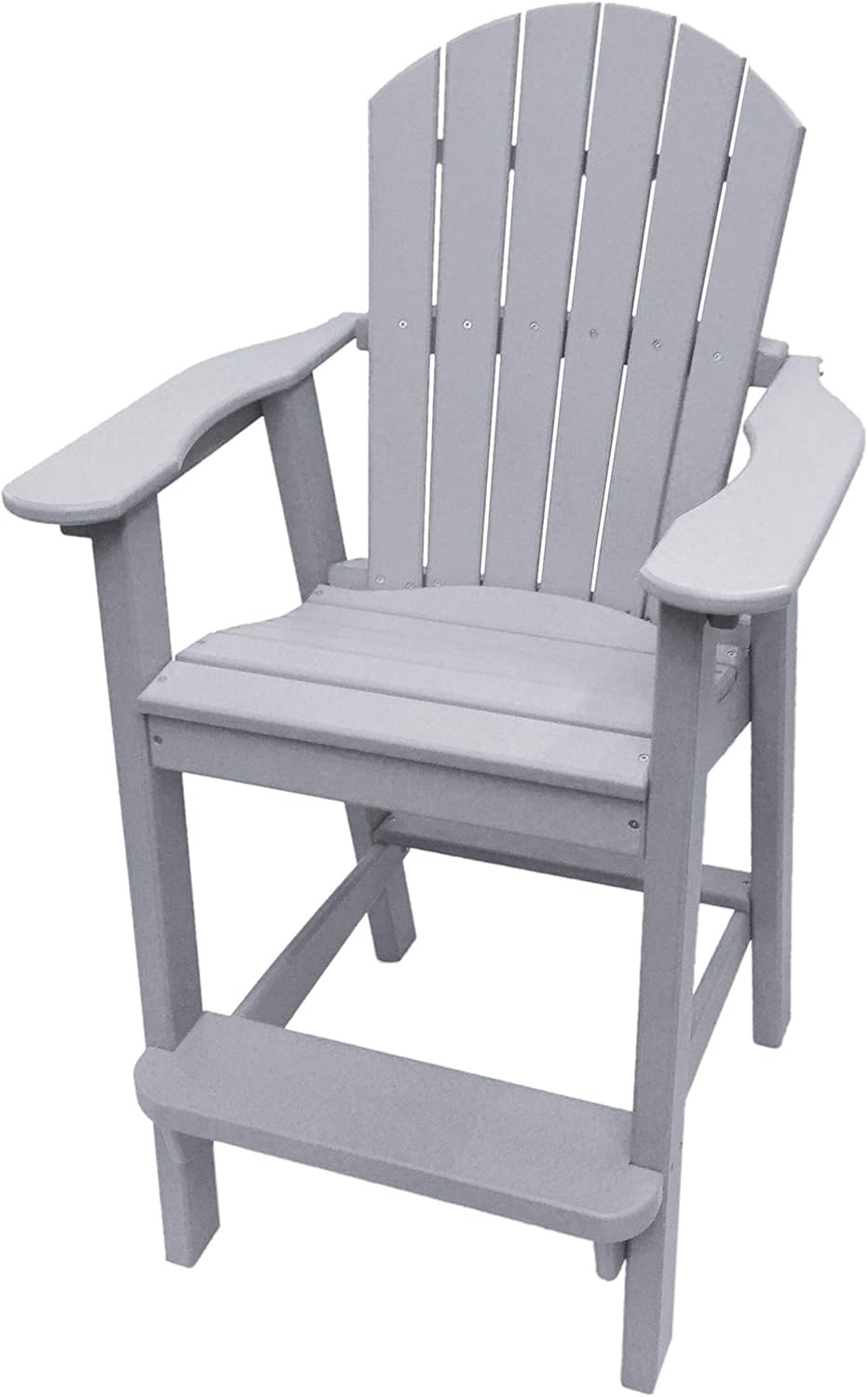 Phat Tommy Tall Adirondack Chair - HDPE Outdoor Furniture - Poly Adirondack Bar Stool - Heavy, Stress Free Furniture for Balcony, Deck, Patio, Front Porch, Grey