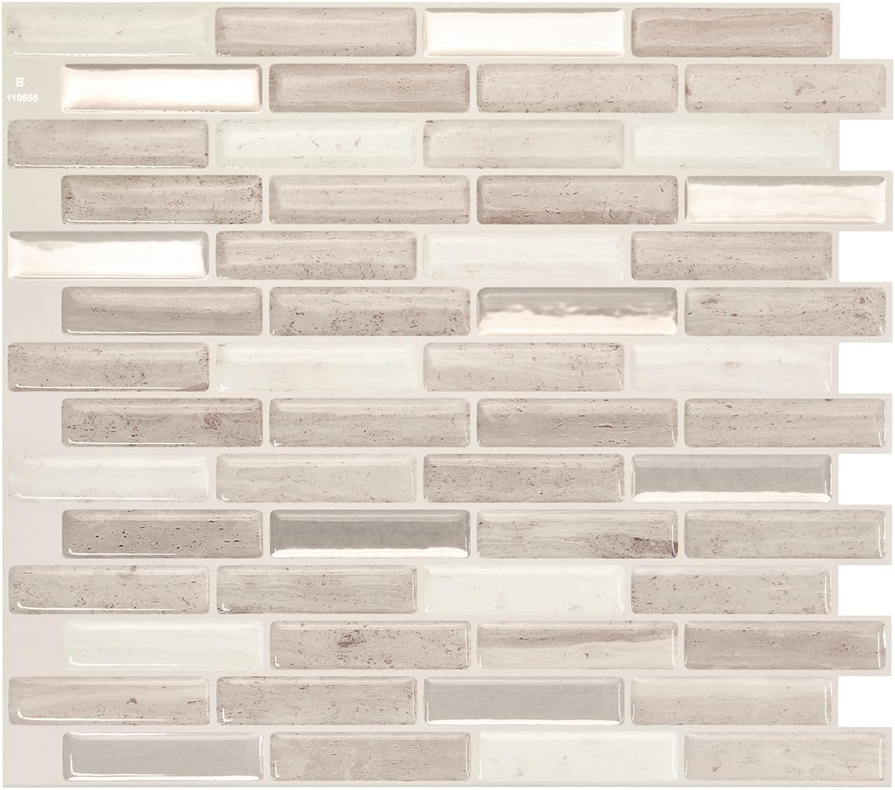 Smart Tiles - 3D Adhesive Peel and Stick Backsplash Tile, Beige - 4-Pack 10.2" x 9"