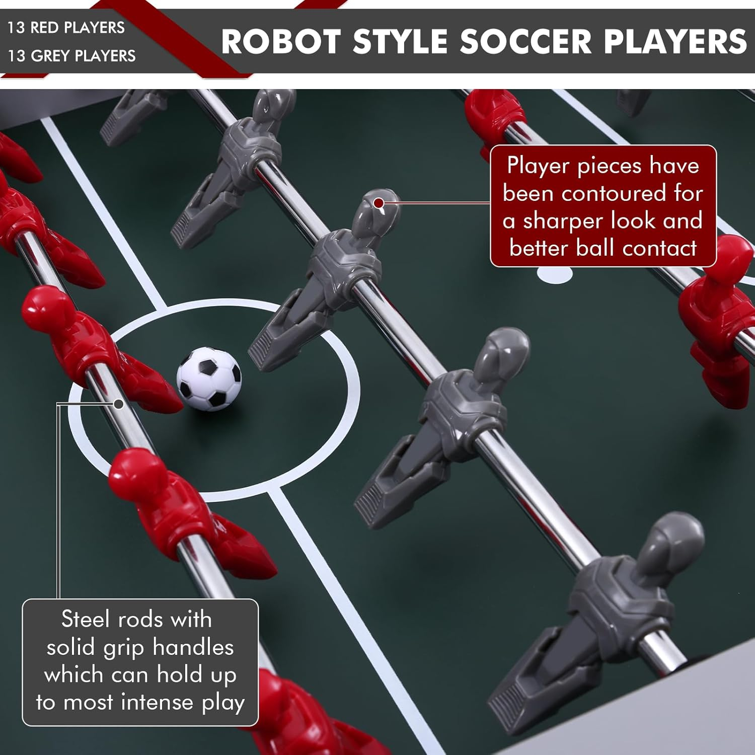 48in Foosball Table, Arcade Table Soccer w/2 Balls for Kids and Adults, Indoor Foosball Table for Home, Game Room w/Wood Grain Finish and Foosball Accessories
