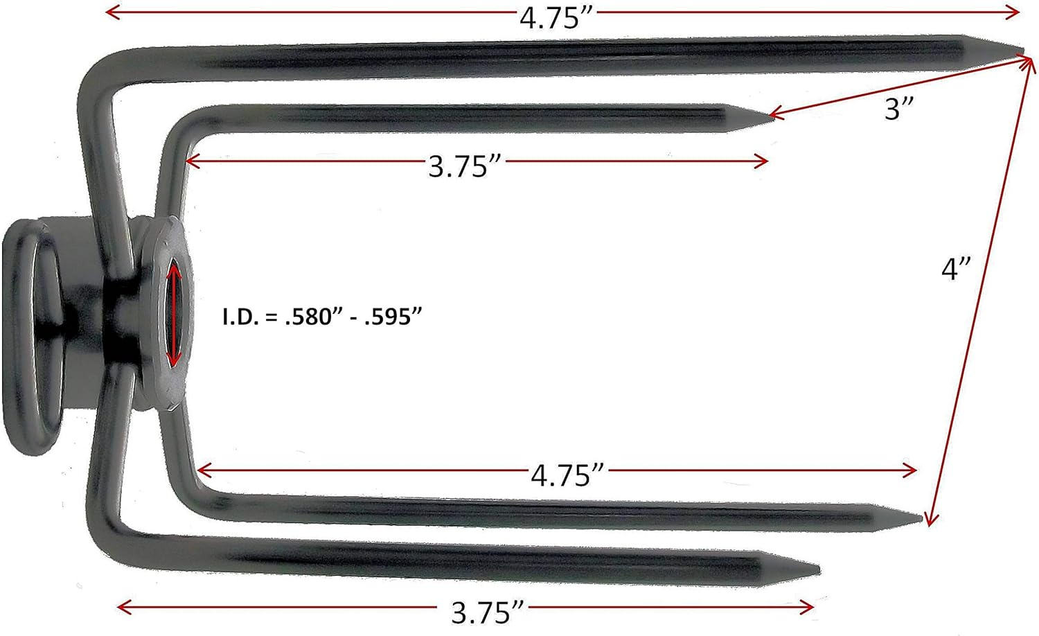 OneGrill Stainless Steel Grill Rotisserie Spit Rod Forks (Fits: 1/2 Inch Hexagon, 3/8 Inch Square, 1/2 Inch Round)