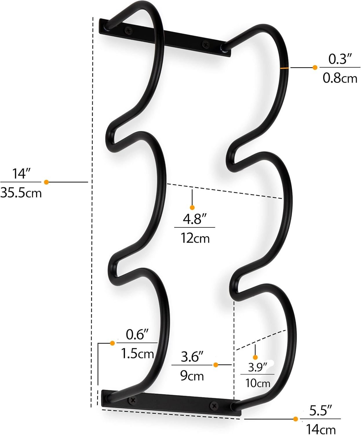 Wallniture Dijon Wine Rack Wall Mounted & Under Cabinet Wine Storage Bottle Racks Kitchen Organization and Storage, Steel Black