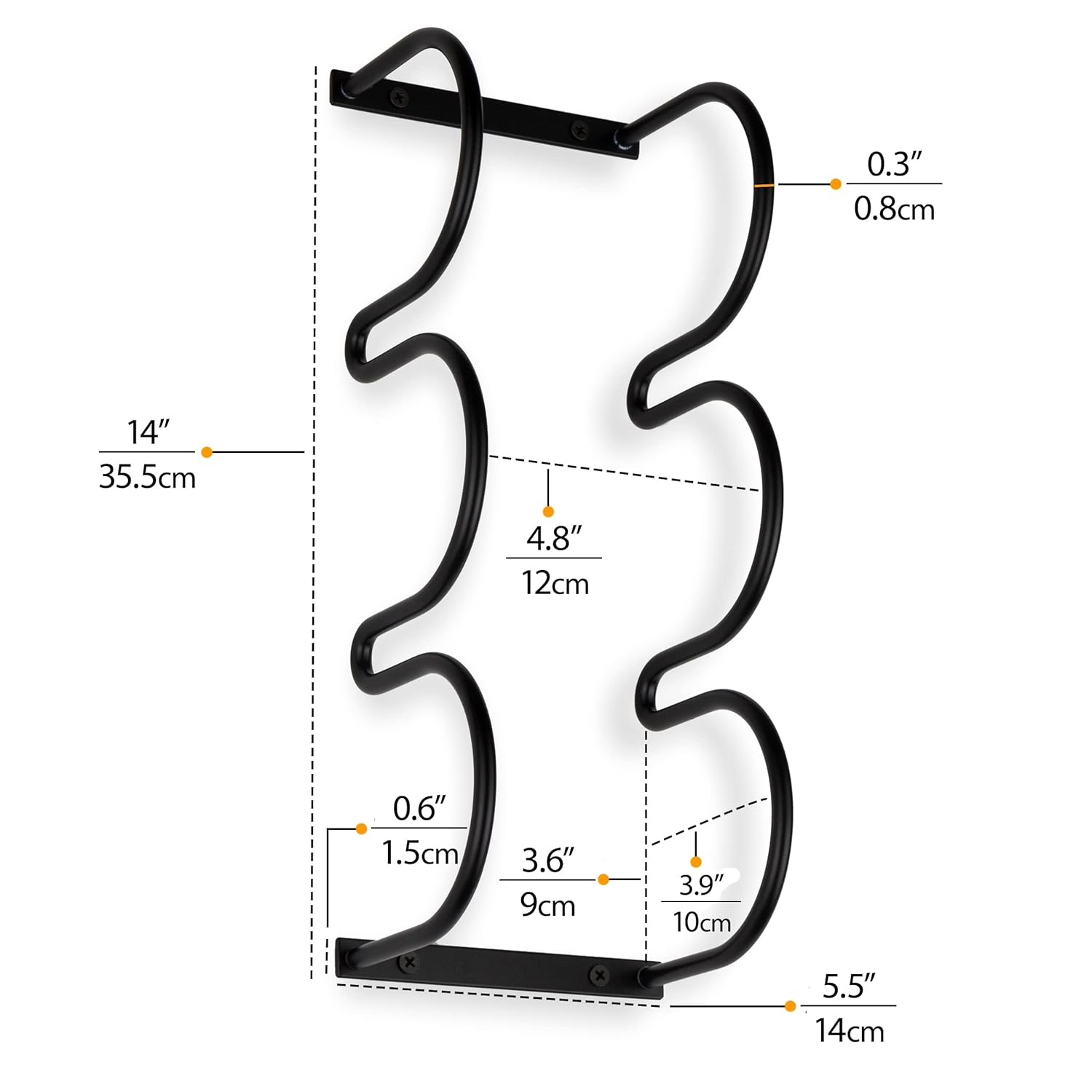 Wallniture Dijon Wine Rack Wall Mounted & Under Cabinet Wine Storage Bottle Racks Kitchen Organization and Storage, Steel Black