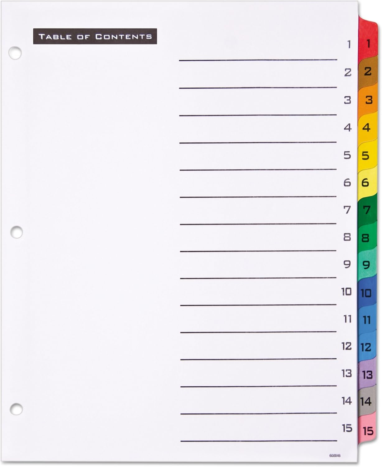 Office Essentials Tables 'n Tabs Paper Divider, Color, 15-Tab (11675)