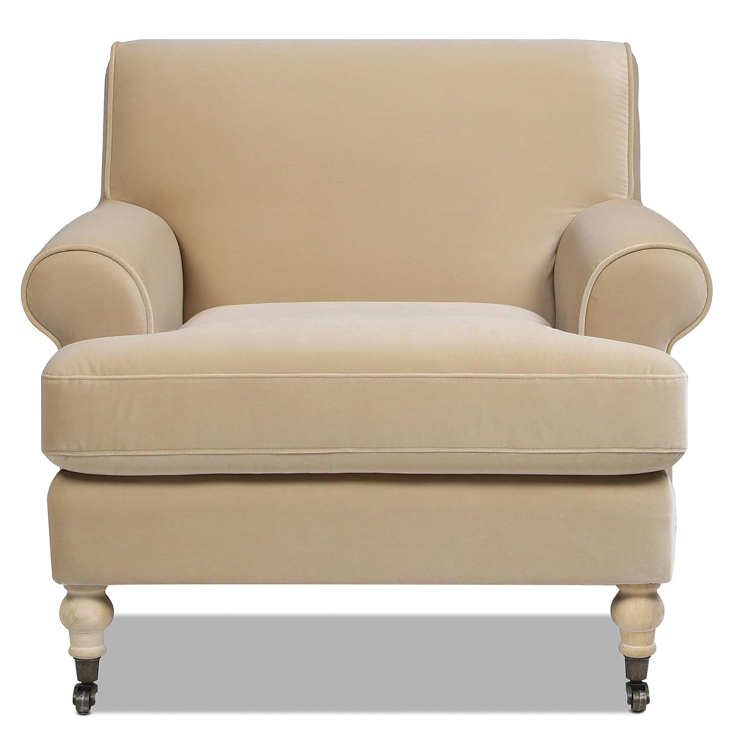 Jennifer Taylor Home Alana 38" Lawson Large Living Room Accent Arm Chair with Metal Casters, Fawn Brown