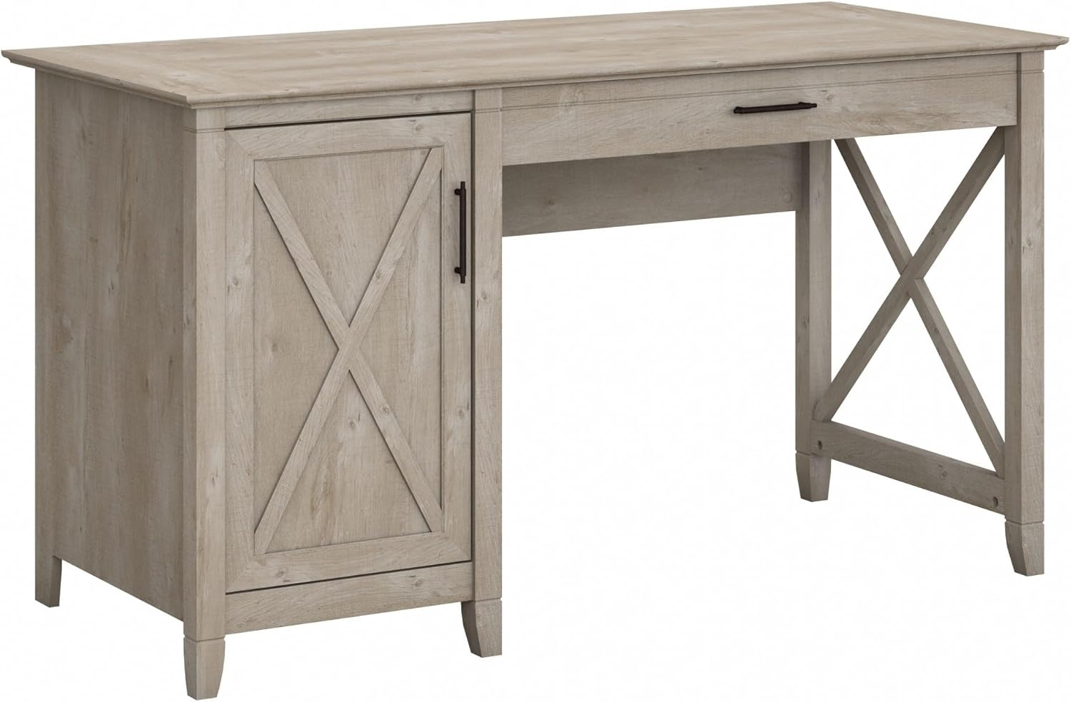 Bush Furniture Key West 54" Computer Desk with Storage, Washed Gray