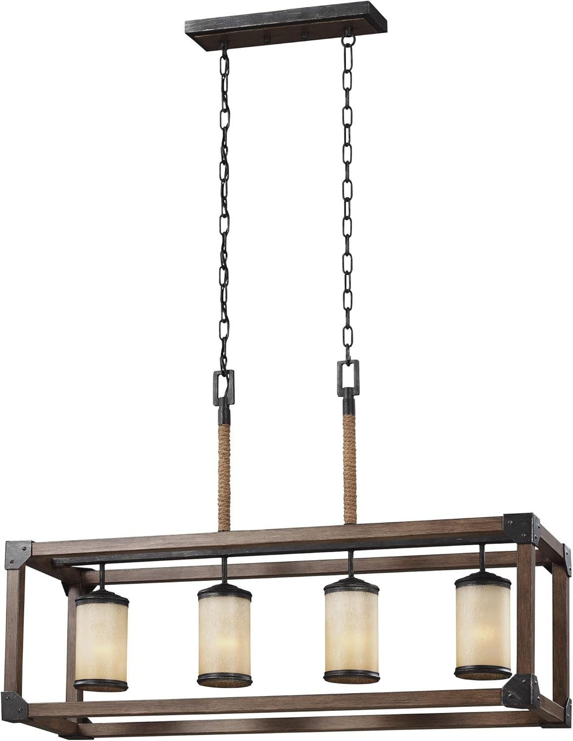 Stardust LED Four-Light Island Pendant with Creme Parchment Glass