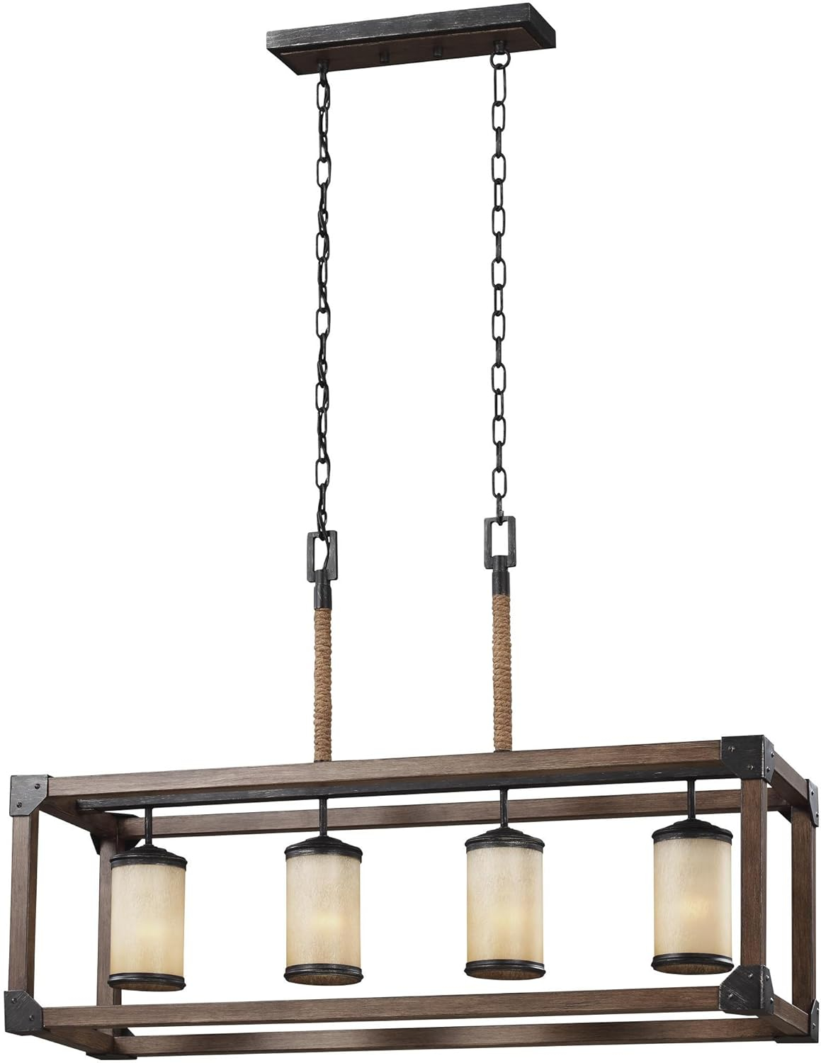 Stardust LED Four-Light Island Pendant with Creme Parchment Glass