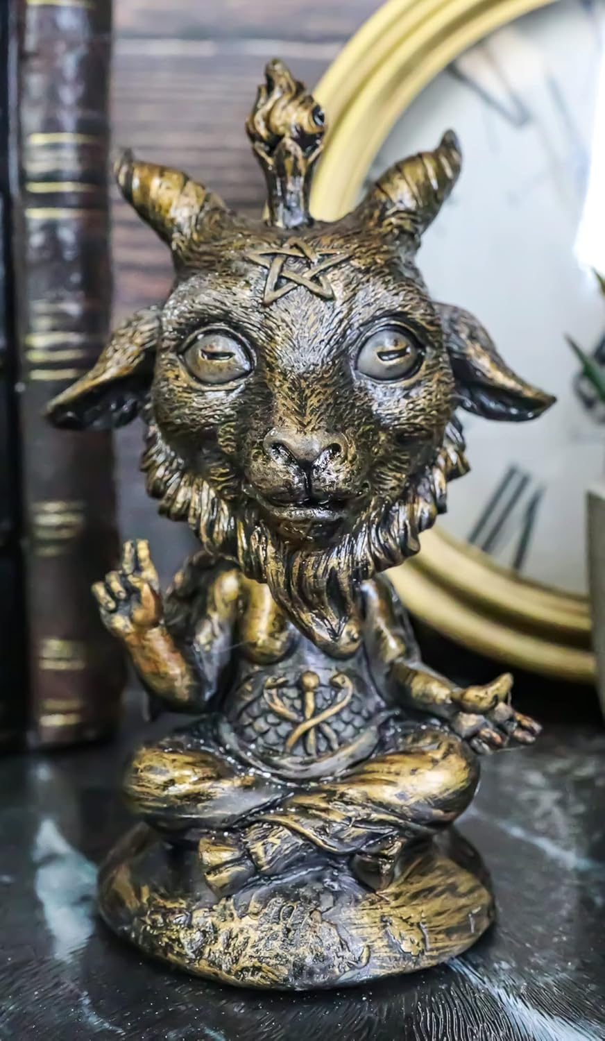 Ebros Whimsical Sabbatic Goat of Mendes Samael Lilith Baphomet Bobblehead Figurine LaVeyan Baphomet Worship The Caduceus Symbol Bobble Heads