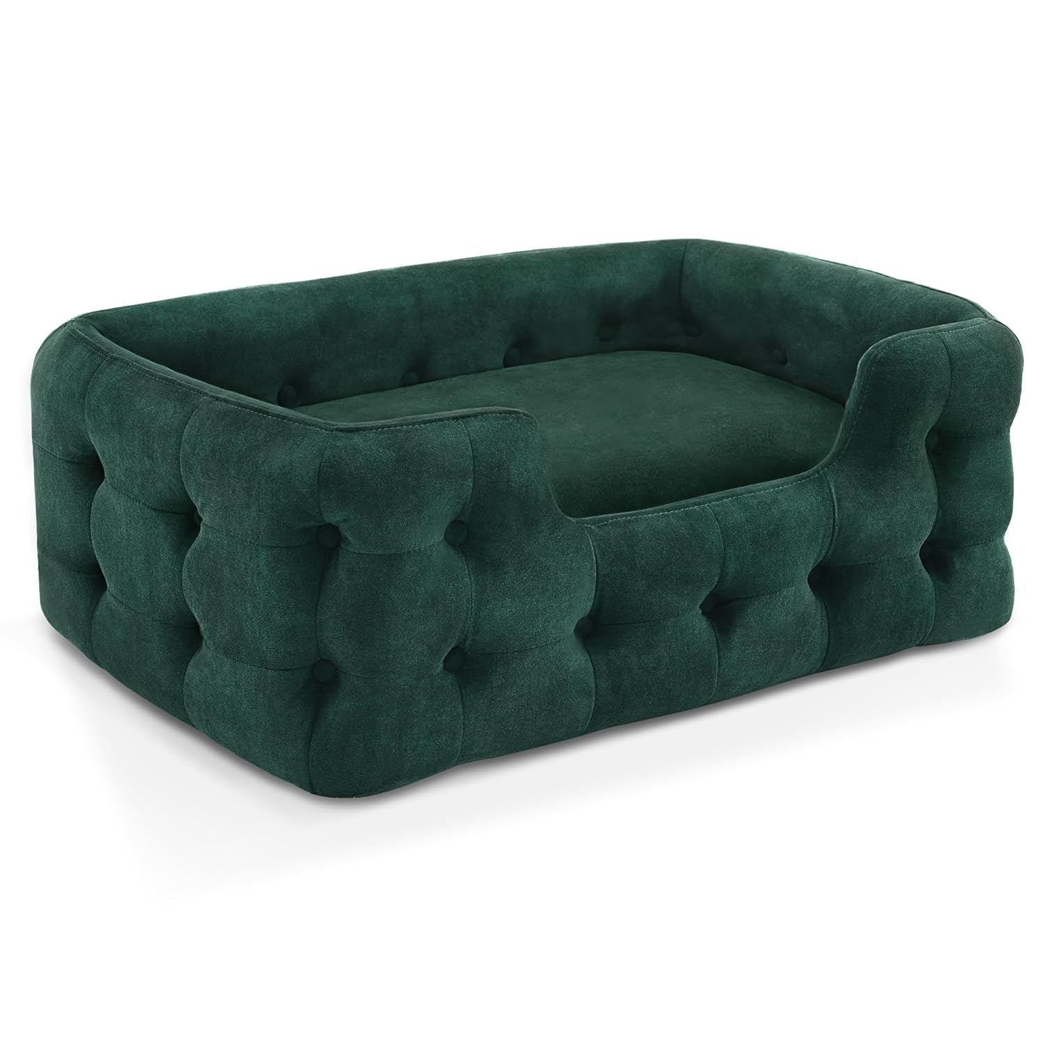 MCombo Dog Sofa Bed, 33 Inches Length Foam Pet Bed with Washable Cushion Cover, Modern Pet Couch for Small Medium Dogs, 0553 (Blackish Green)