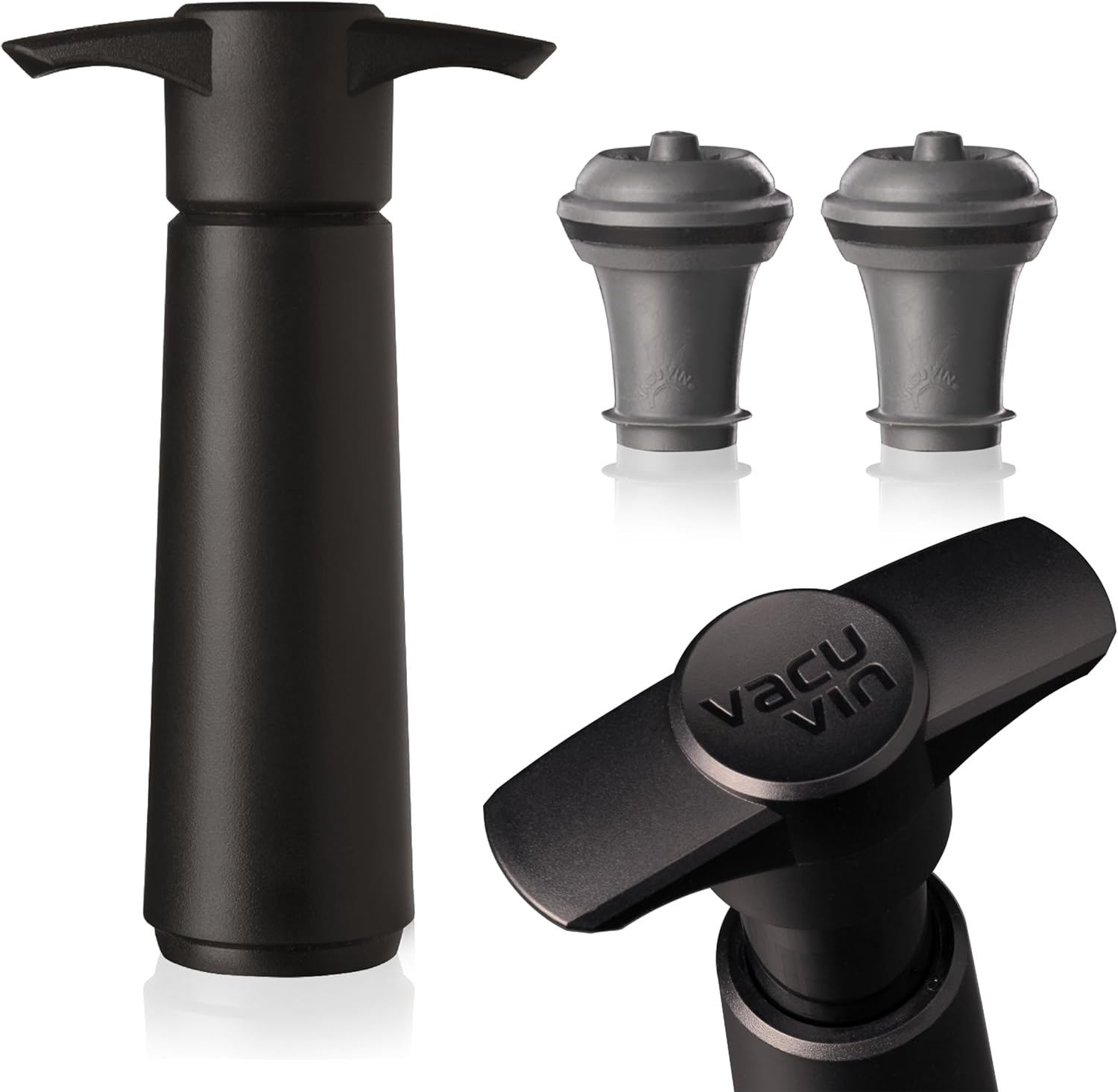 Black Plastic Wine Saver Pump with Vacuum Stoppers