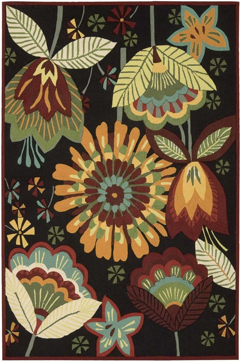 Nourison Fantasy Floral Black 1'9" x 2'9" Area Rug, (2x3)