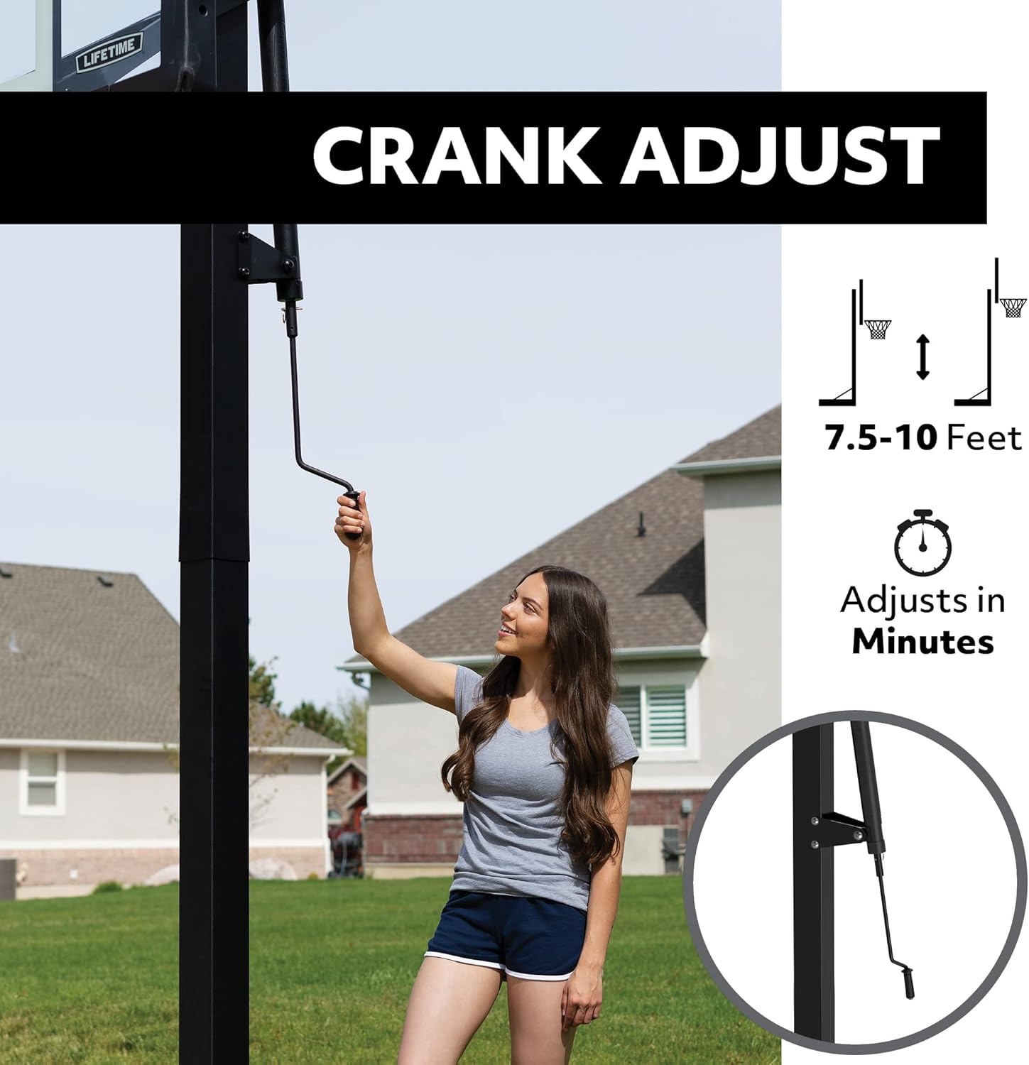 Lifetime New Adjustable Bolt Down Basketball Hoop (60-inch Tempered Glass), 90569