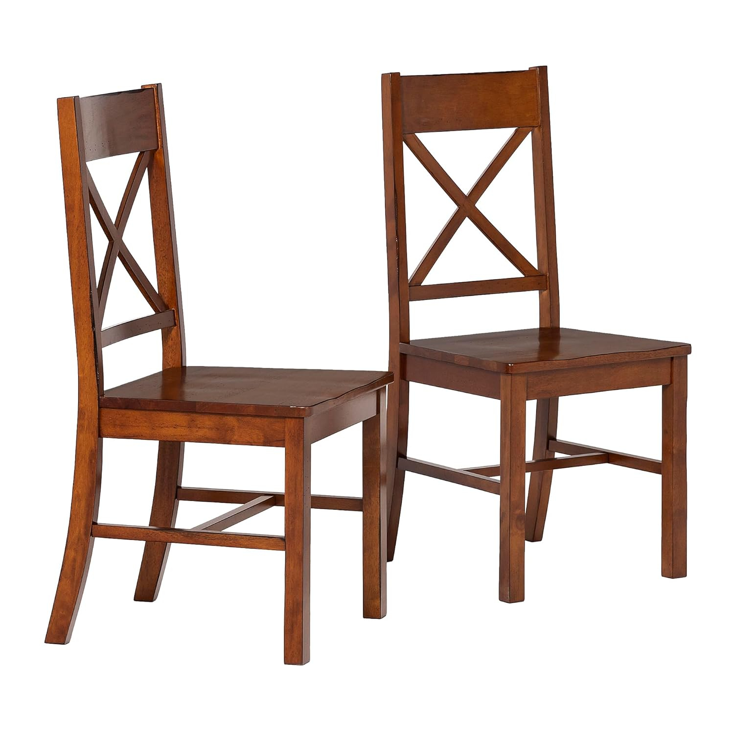 Walker Edison Traditional Wood Dining Chair, Set of 2, Antique Brown