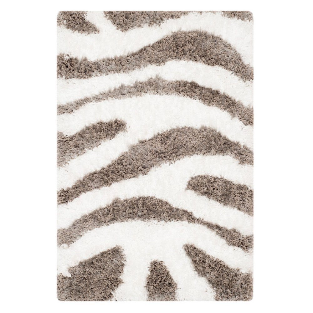 SAFAVIEH Barcelona Shag Collection Area Rug - 9' x 12', Ivory & Silver, Handmade Abstract, 1.75-inch Thick Ideal for High Traffic Areas in Living Room, Bedroom (BSG321A)