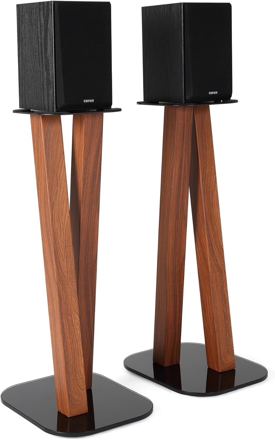 EXIMUS One Pair Fixed Height Universal Speaker Floor Stands - Cedar - 600 Series