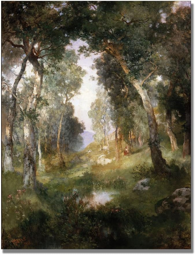 Trademark Art Forest Glade Santa Barbara Canvas Wall Art by Thomas Moran, 24 by 32-Inch