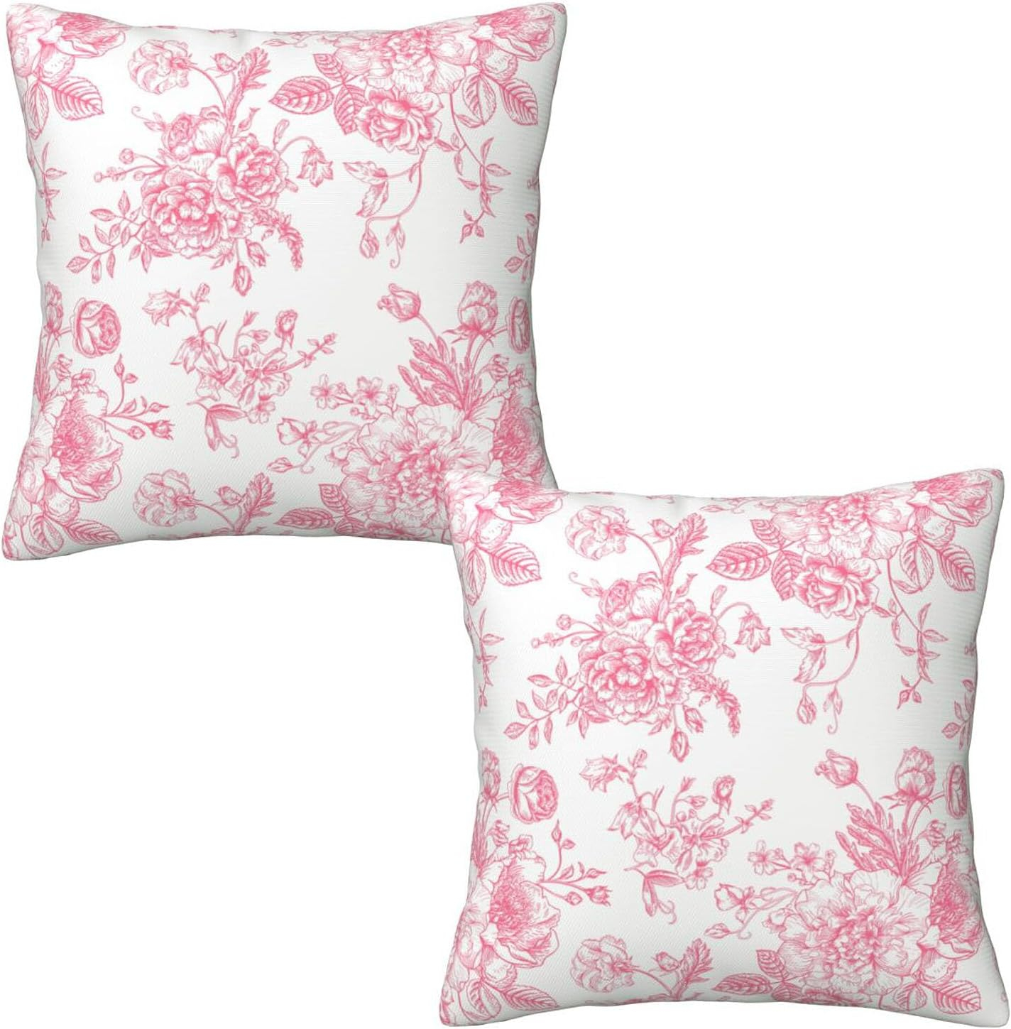 NEUTRALPOSTURE Floral Throw Pillow Covers 18X18 Inches Set Of 2, Decorative Vintage Chinoiserie Flower Pillow Case Farmhouse Cushion Covers For Sofa Bed Couch Living Room