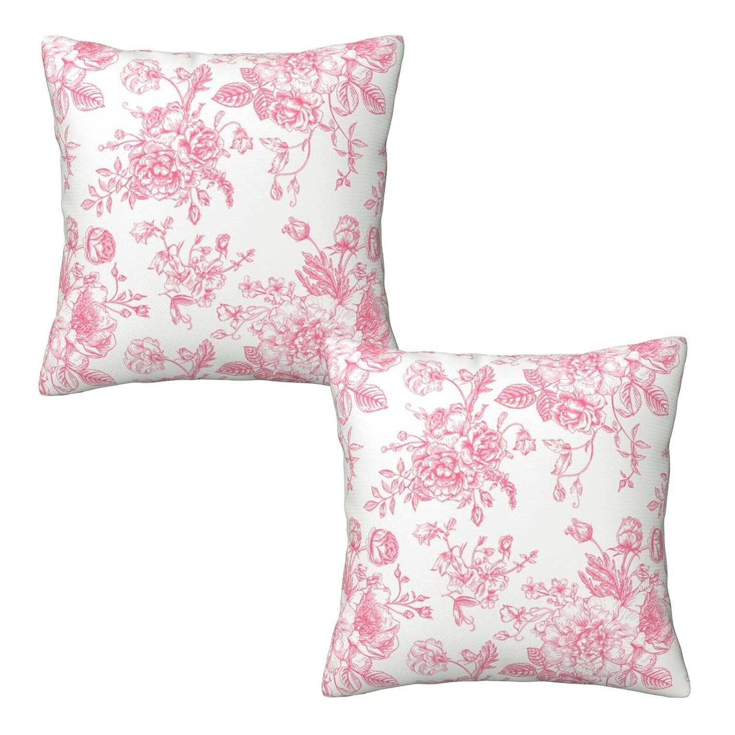 NEUTRALPOSTURE Floral Throw Pillow Covers 18X18 Inches Set Of 2, Decorative Vintage Chinoiserie Flower Pillow Case Farmhouse Cushion Covers For Sofa Bed Couch Living Room