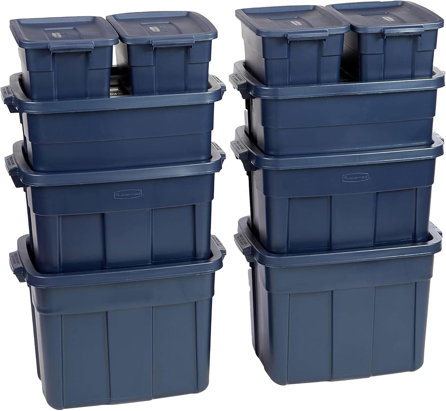 Roughneck️ Variety Pack Storage Totes, Dark Indigo Metallic, 10-Pack