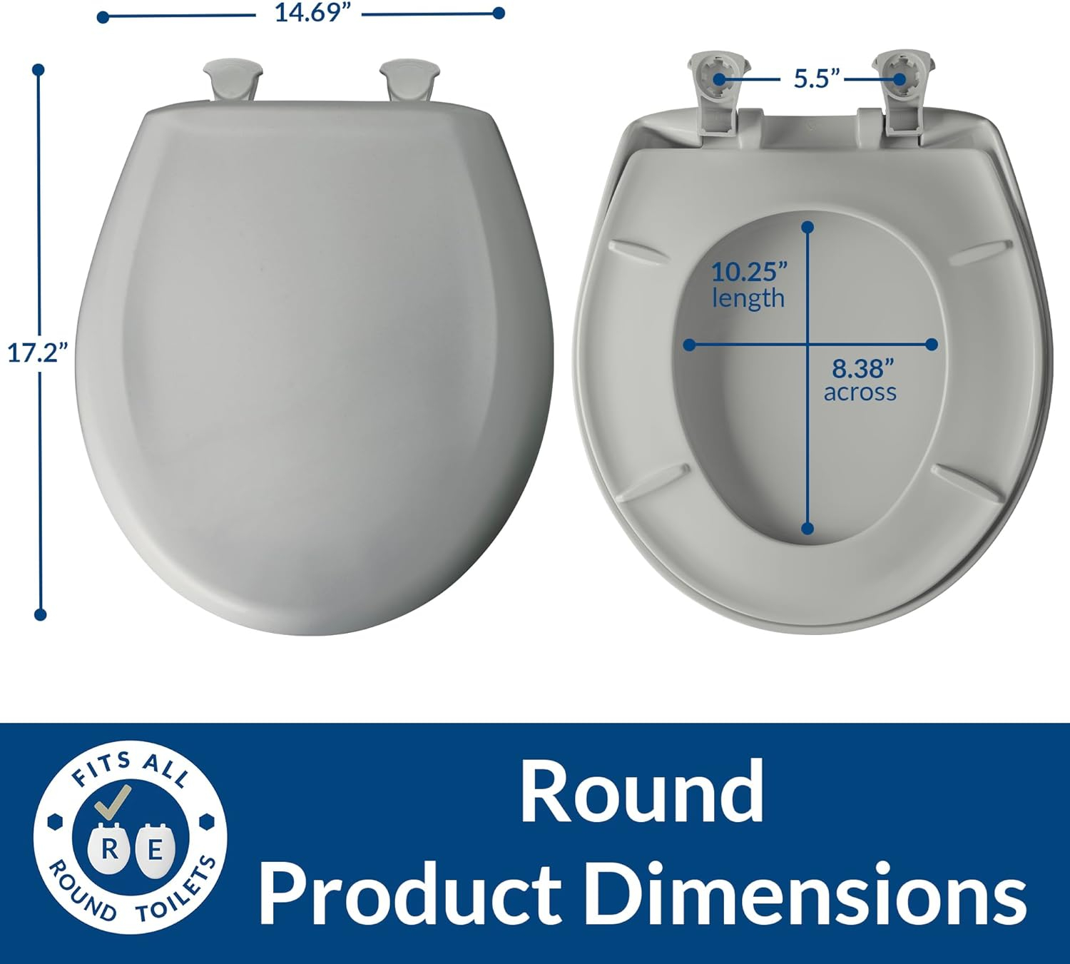 Loganberry Round Durable Plastic Slow Close Toilet Seat