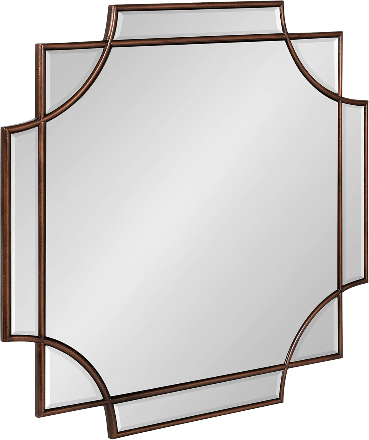 Kate and Laurel Minuette Traditional Square Mirror, 24 x 24, Bronze, Decorative Farmhouse Mirror with Elegant Scalloped Interlocking Geometry With Slim Profile