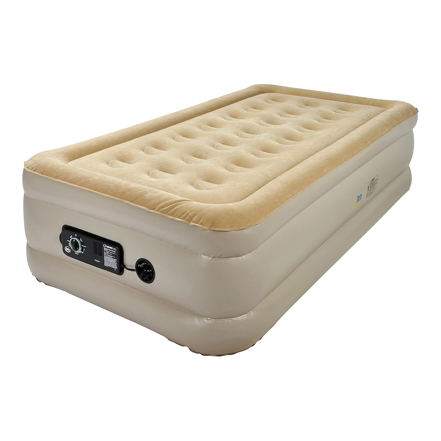 Serta Raised Air Mattress with Never Flat Pump | Luxury Inflatable Mattress with Built in Air Pump to Ensure a Good Night’s Rest | Heavy Duty Blow Up Mattress with Self Inflating Pump