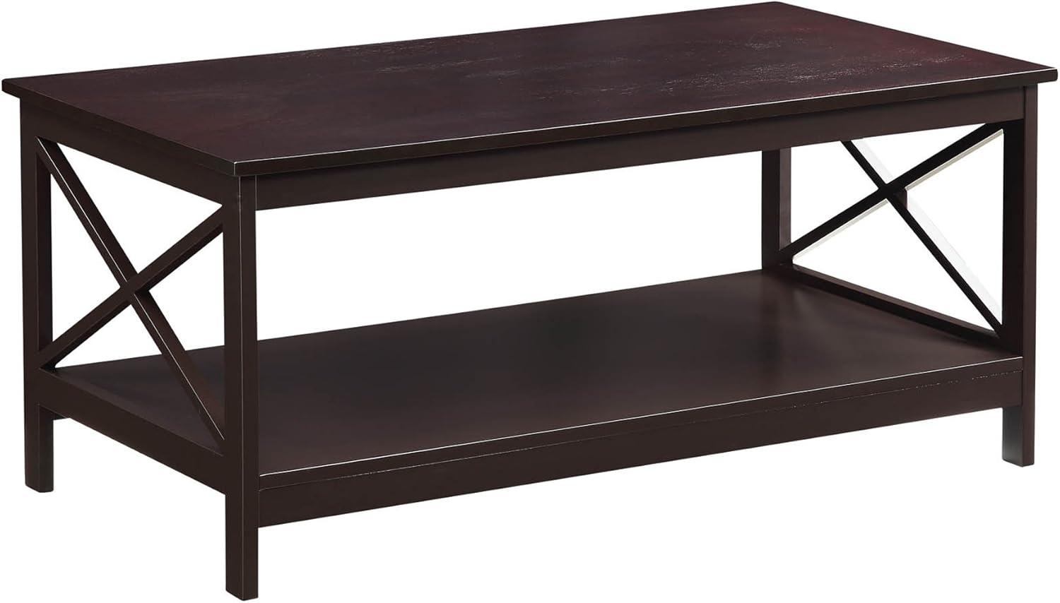 Convenience Concepts Oxford Coffee Table with Shelf in Espresso Wood Finish