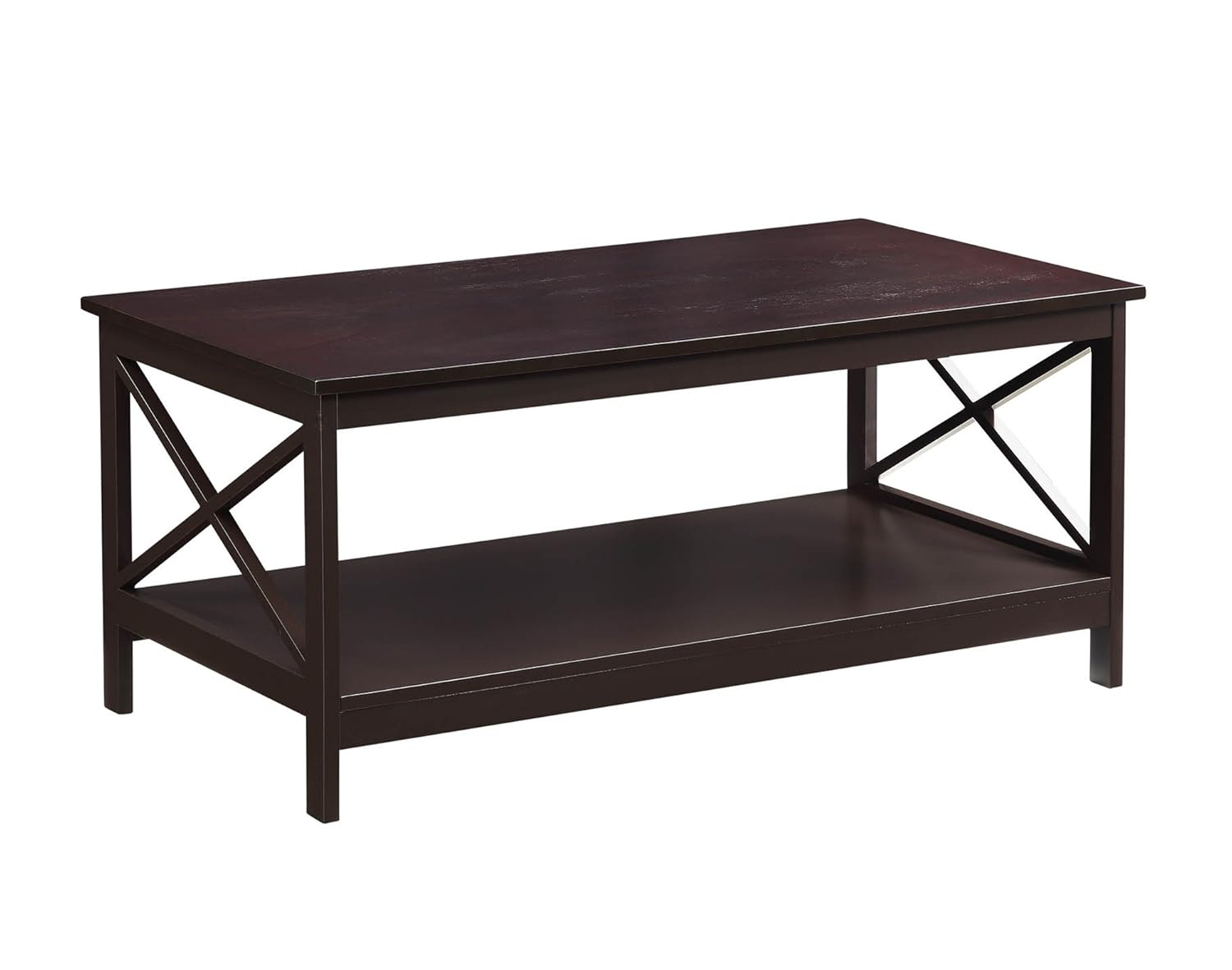 Convenience Concepts Oxford Coffee Table with Shelf in Espresso Wood Finish