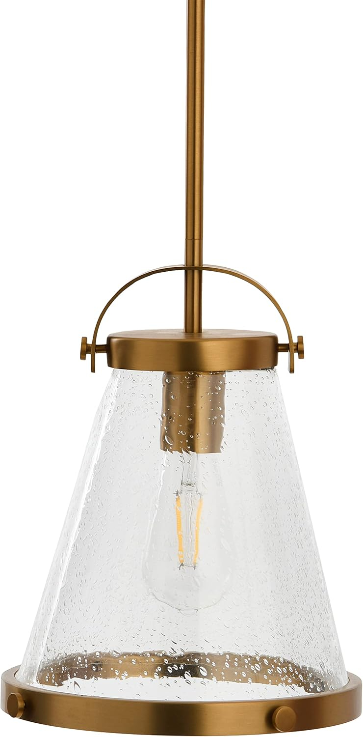 Robert Stevenson Lighting Robert Stevenson Lighting Wesley - Metal and Seedy Glass Ceiling Light, Brushed Gold