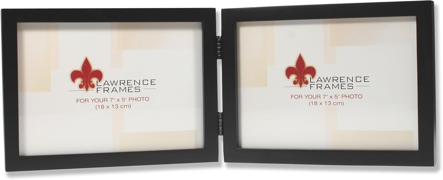 Lawrence Frames 5x7 Hinged Double (Horizontal) Black Wood Picture Frame - Gallery Collection 755575D