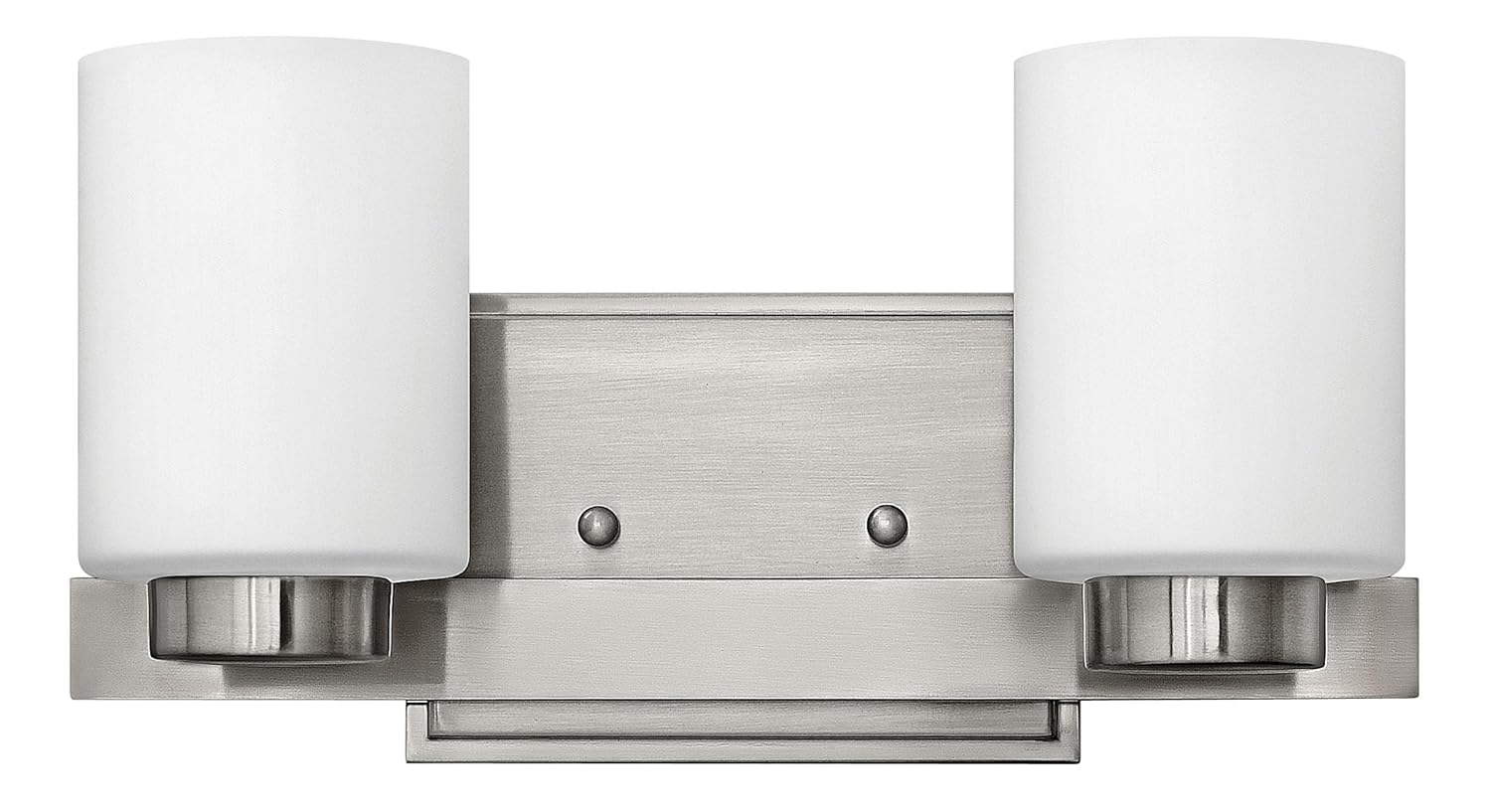 Chrome 2-Light Dimmable Bathroom Vanity Fixture with Opal Glass Shades