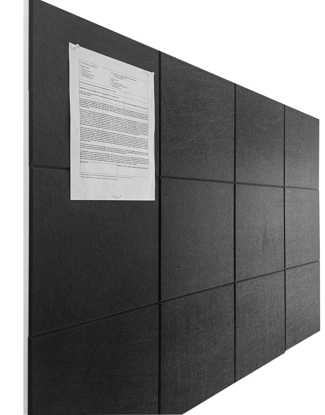 Large Cork Board Alternative 48" x 36", Black Bulletin Board, 12 Pack Felt Wall Tiles With 50 Pushpins, Pin Board Tack Board for Office (Dark Blue)