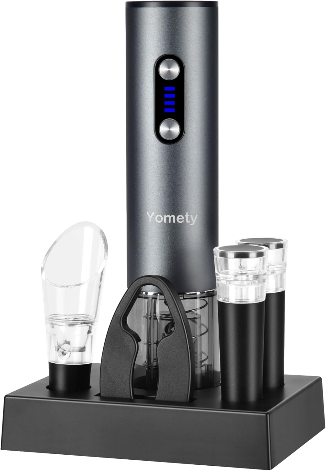 Electric Wine Opener, Rechargeable Wine Opener Set with Foil Cutter, Wine Aerator, Vacuum Stopper and Storage Base, Ideal Wine Accessories for Wine Lovers, Perfect Wine Gifts