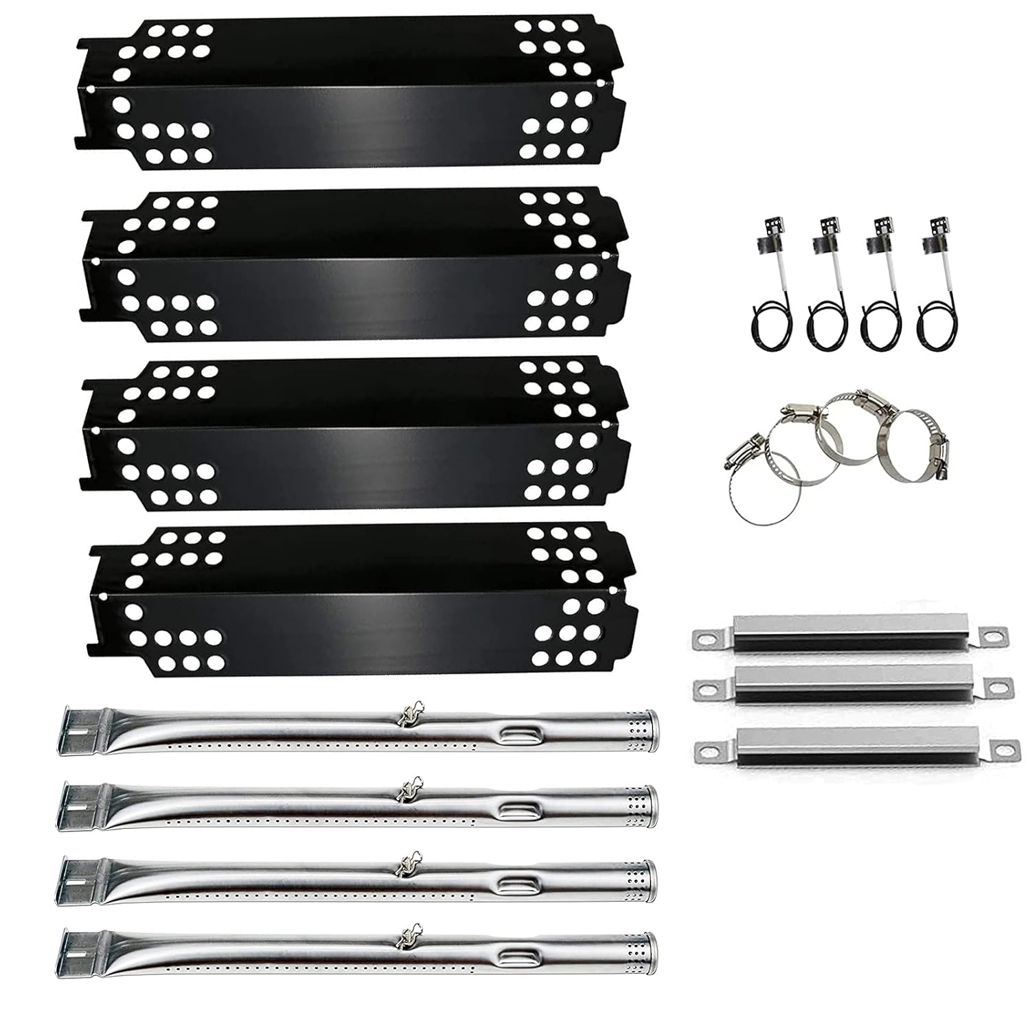 Uniflasy Grill Replacement Parts for Charbroil 463436215, 463439915, 463436214, 463436213, 467300115, 463439914, 463432114 Gas Grills, Heat Plate Shield Grill Burner Carryover Tube Grill Igniter