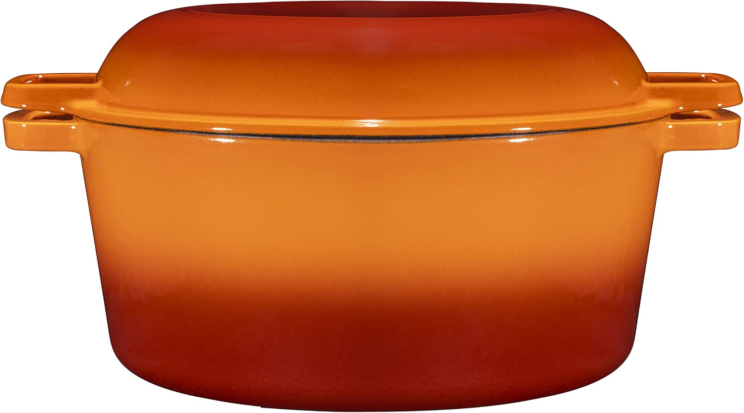 Bruntmor | 2 In 1 Enameled Cast Iron Double Dutch Oven Skillet Lid 5-Quart | 1