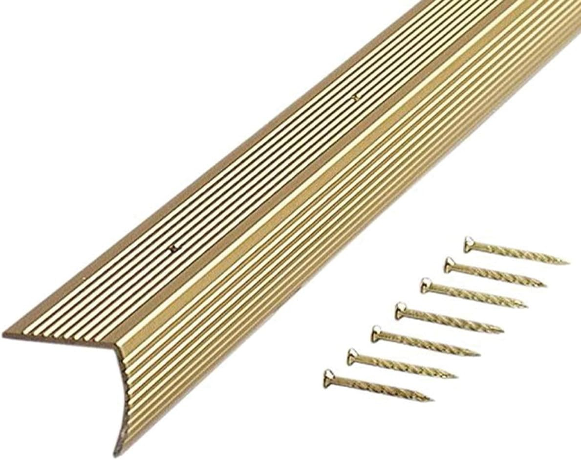 M-D Building Products 79103 1-1/8 In. X 1-1/8 In. X 72 In. Satin Brass Aluminum Stair Edging w/ Screw Nails