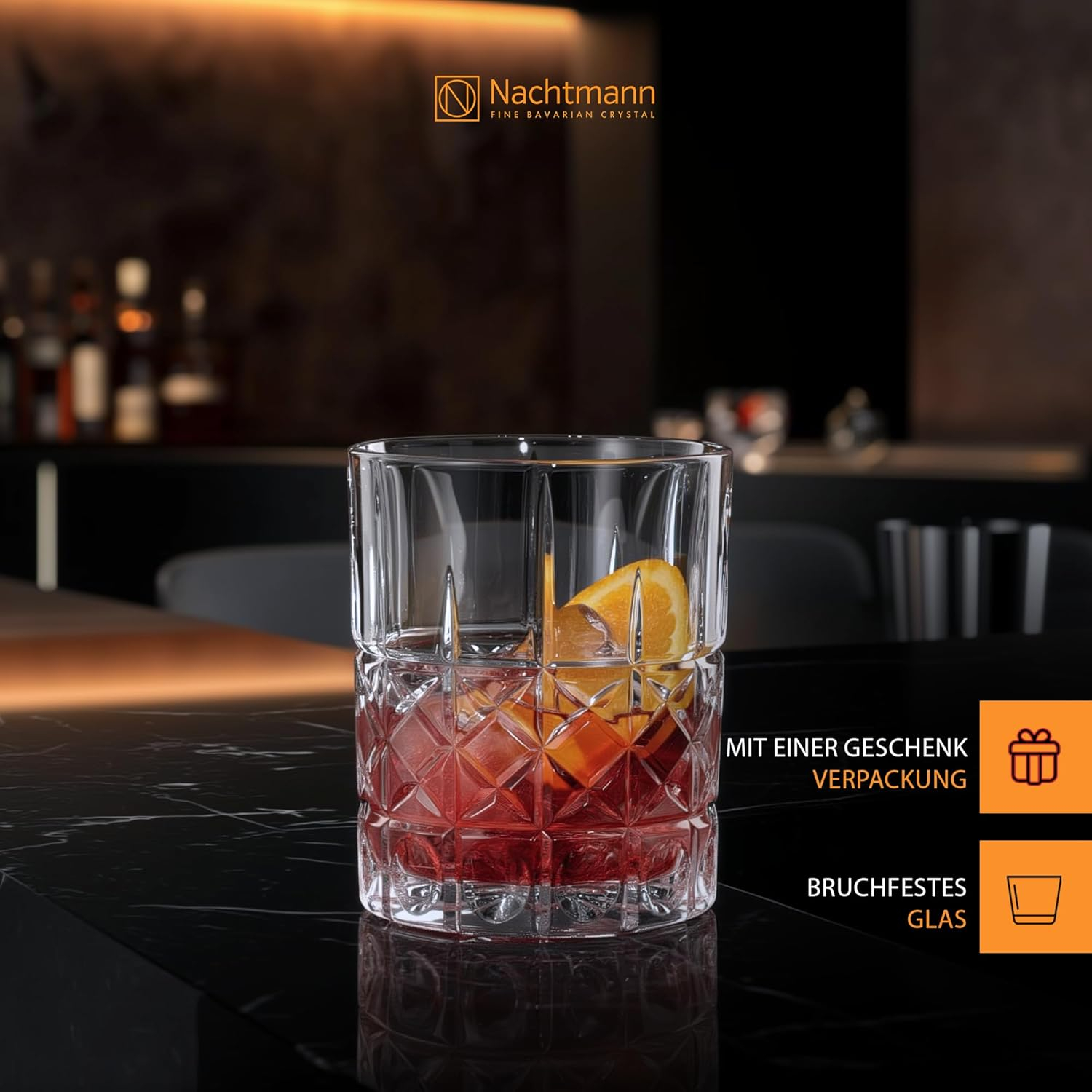 Nachtmann Highland 12-Ounce Whiskey Glass (Set of 4), 4-inch Whiskey Tumbler for Scotch, Rum, Spirits - Classic Barware, Dishwasher Safe Glassware - Classic Collectible Drinkware (Assorted Patterns)