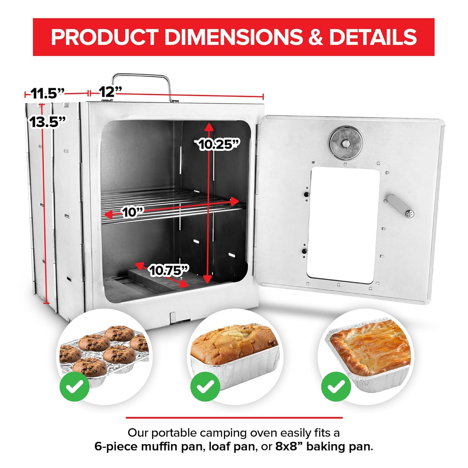 Stainless Steel Portable Folding Camping Oven with Glass Window