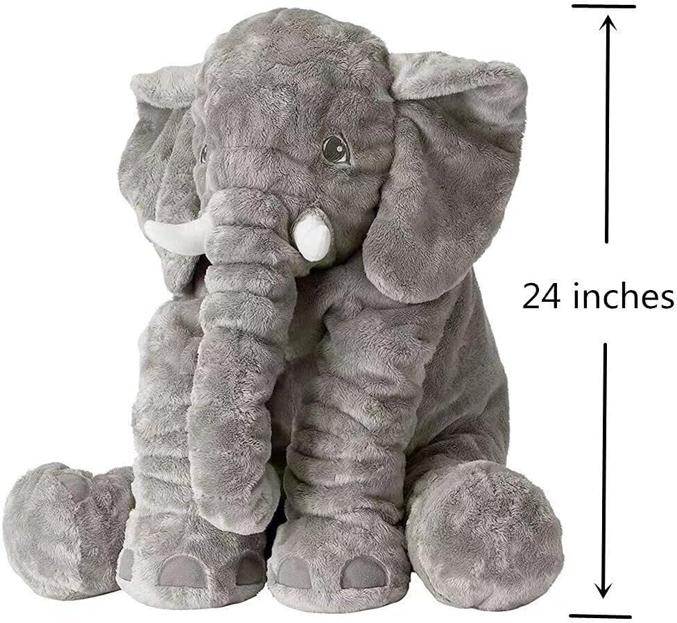 Giant Stuffed Animals Doll Elephant Stuffed Animal, 24" Stuffed Elephant Plush Toy Gifts for Girls Boys Gray