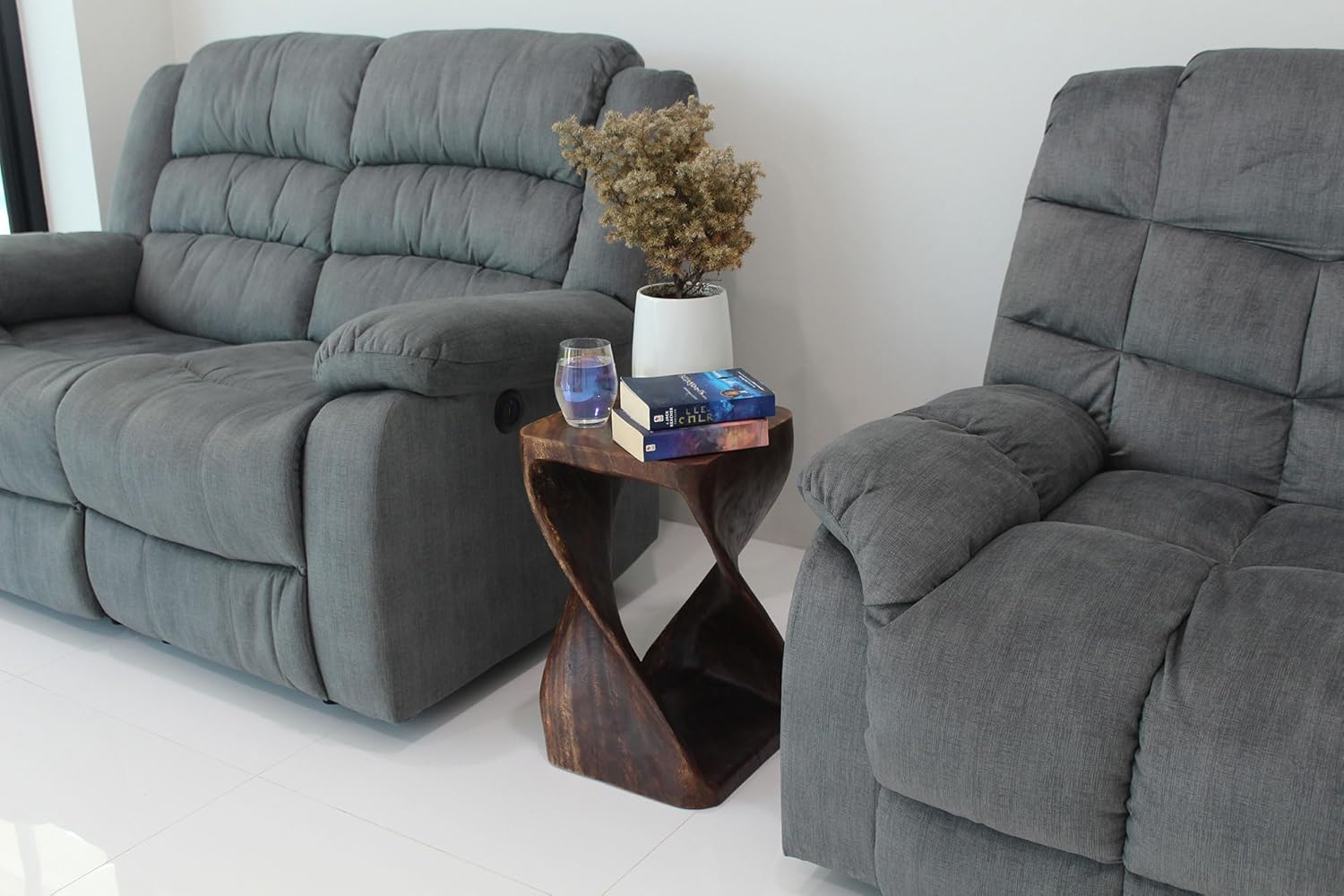 Haussmann® Original Wood Twist Stool 12 X 12 X 20 in High Mocha Oil