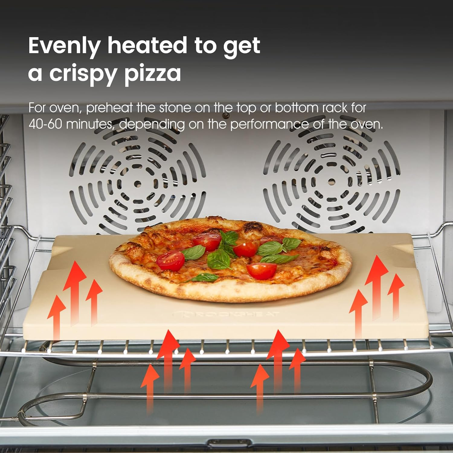 Large Pizza Stone Heavy Duty Baking Grilling Stone 20" x 13.5", Perfect for Oven, BBQ and Grill. Innovative Double - faced Built - in 4 Handles Design