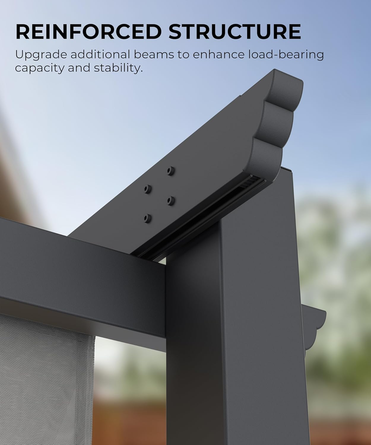 Gray Aluminum Pergola with Retractable Canopy for Outdoor Use