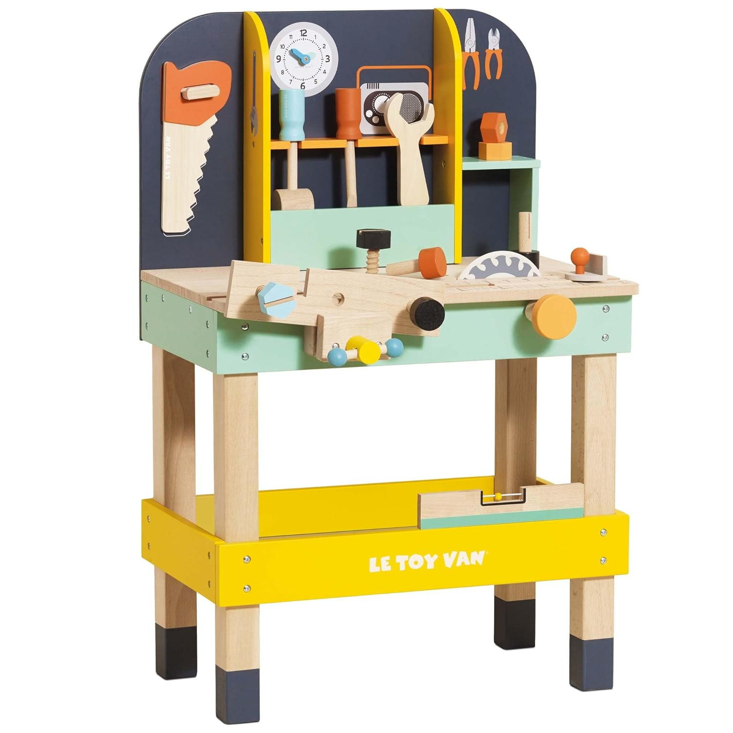 Colorful Wooden Toy Work Bench with Tools for Kids