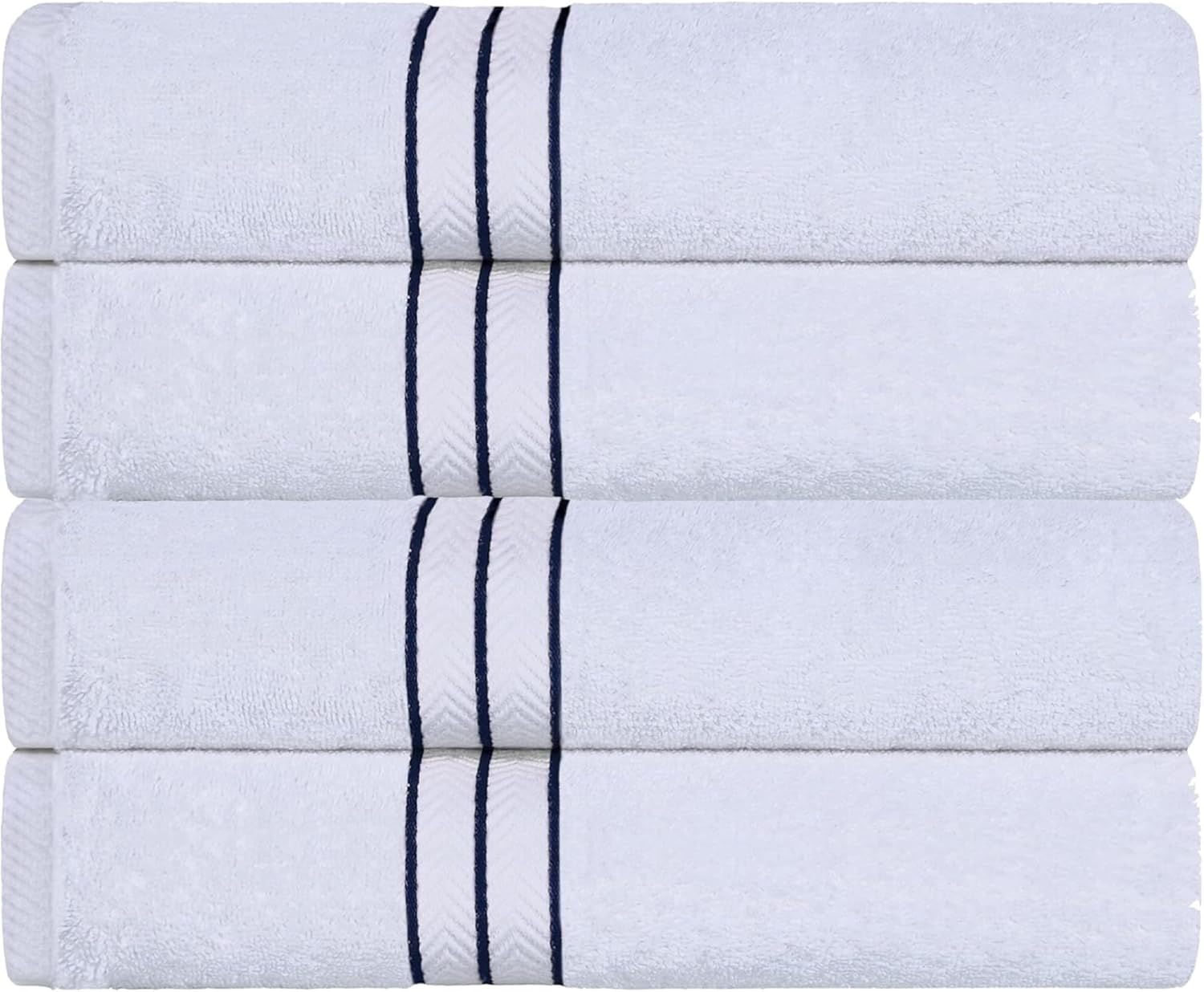 Superior Turkish Cotton Ultra-Plush Bath Towel Set of 4, Navy Blue