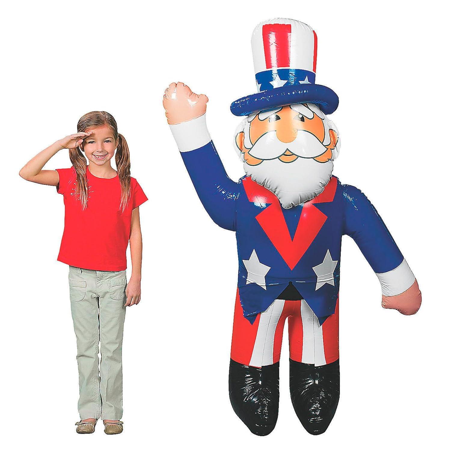 Large Inflatable Uncle Sam (Over 5 feet Tall) Fourth of July, Memorial Day Decor and USA Patriotic Party Supplies