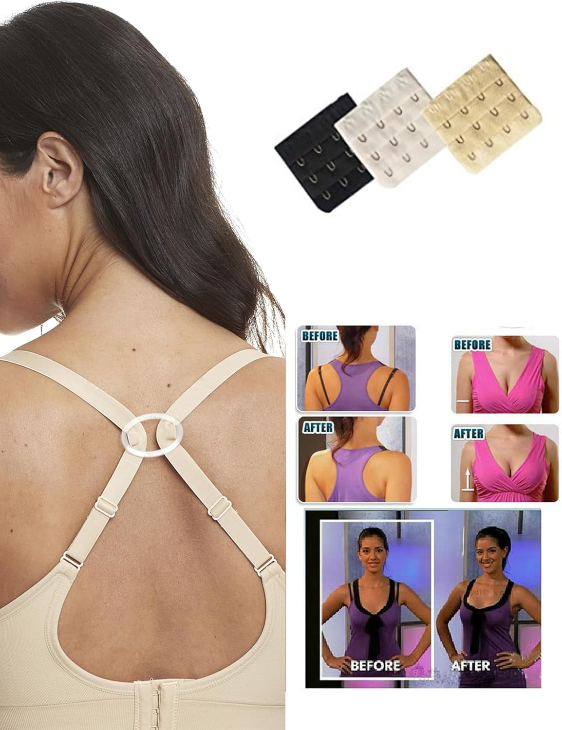 HOFISH 3PACK Full Bust Seamless Nursing Maternity Bras Bralette S-XXL with Extra Bra Extenders & Clips