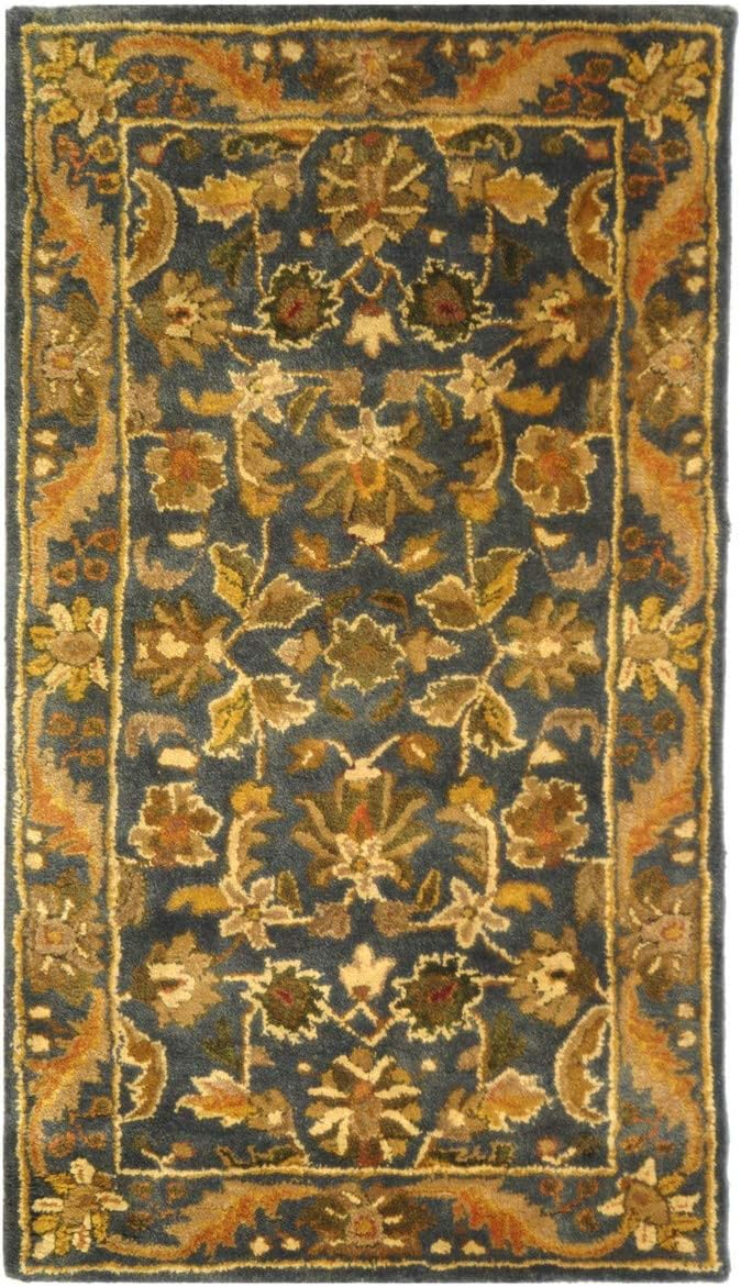 SAFAVIEH Antiquity Carmella Floral Bordered Wool Runner Rug, Olive/Gold, 2'3" x 16'