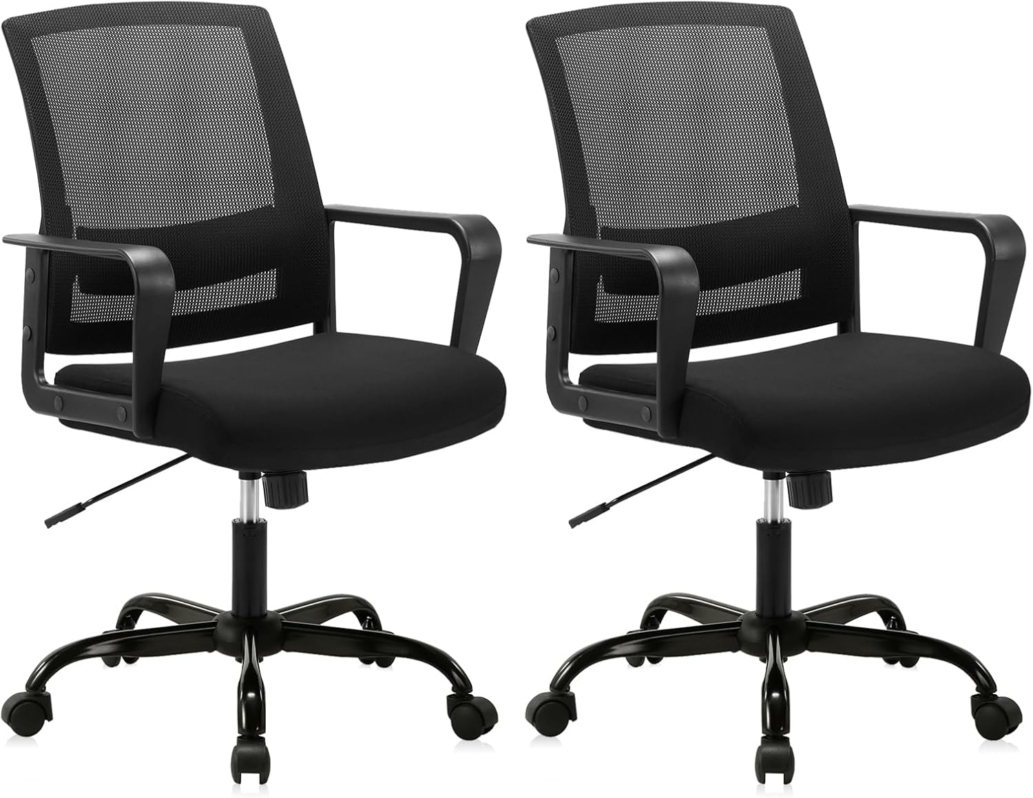 CLATINA Ergonomic Rolling Mesh Desk Chair with Executive Lumbar Support and Adjustable Swivel Design for Home Office Computer BIFMA Certified Black 2Pack