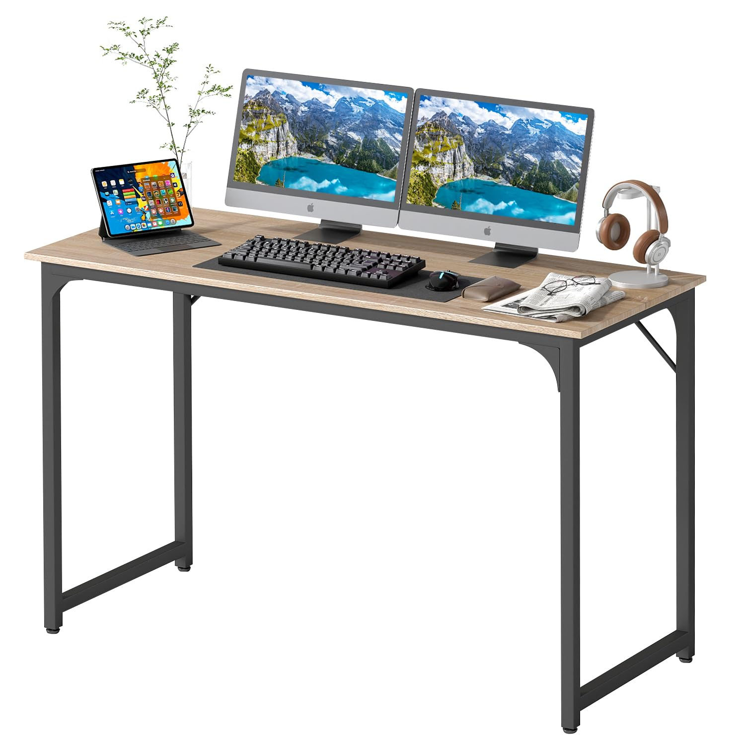 BestOffice 47.2 inches Computer Desk,Modern Simple Style PC Desk with Metal Frame，Nature